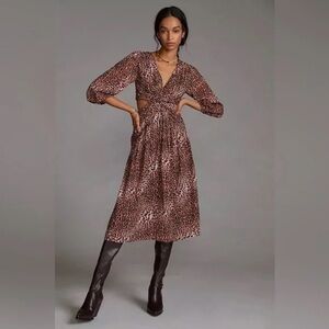 Anthropologie | Ranna Gill Floral Cut-Out Midi Dress Medium